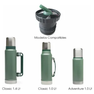 Pico Tapón Cebador Matero Tapa Compatible Termo Stanley 1l Negro Y Verde