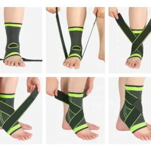 Tobillera Compresión Ajustable  Deportiva Esguince Negro Y Verde Único