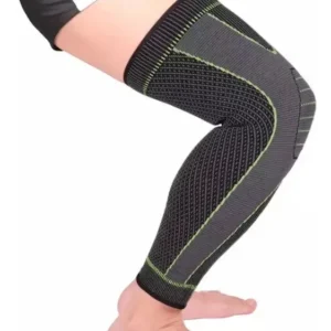 Rodillera Elástica De Compresión Ortopédica Reforzada Negro Y Verde Único