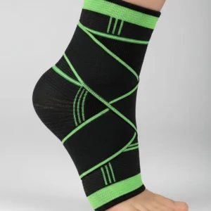 Tobillera Compresión Ajustable  Deportiva Esguince Negro Y Verde Único